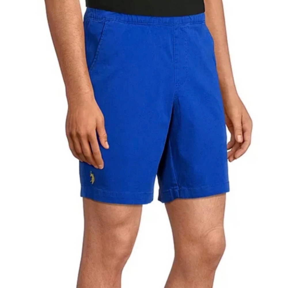 US‎ Polo Assn Mens Royal Blue Stretch Elastic Waist Chino Shorts Size S 11A603